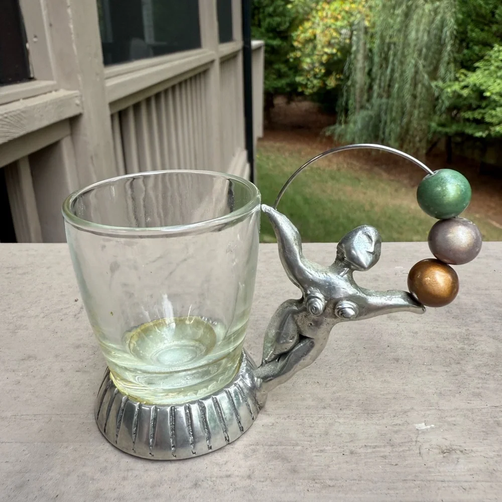 Set of 2 Sheffield A Bodemod Fine Pewter shot glasses